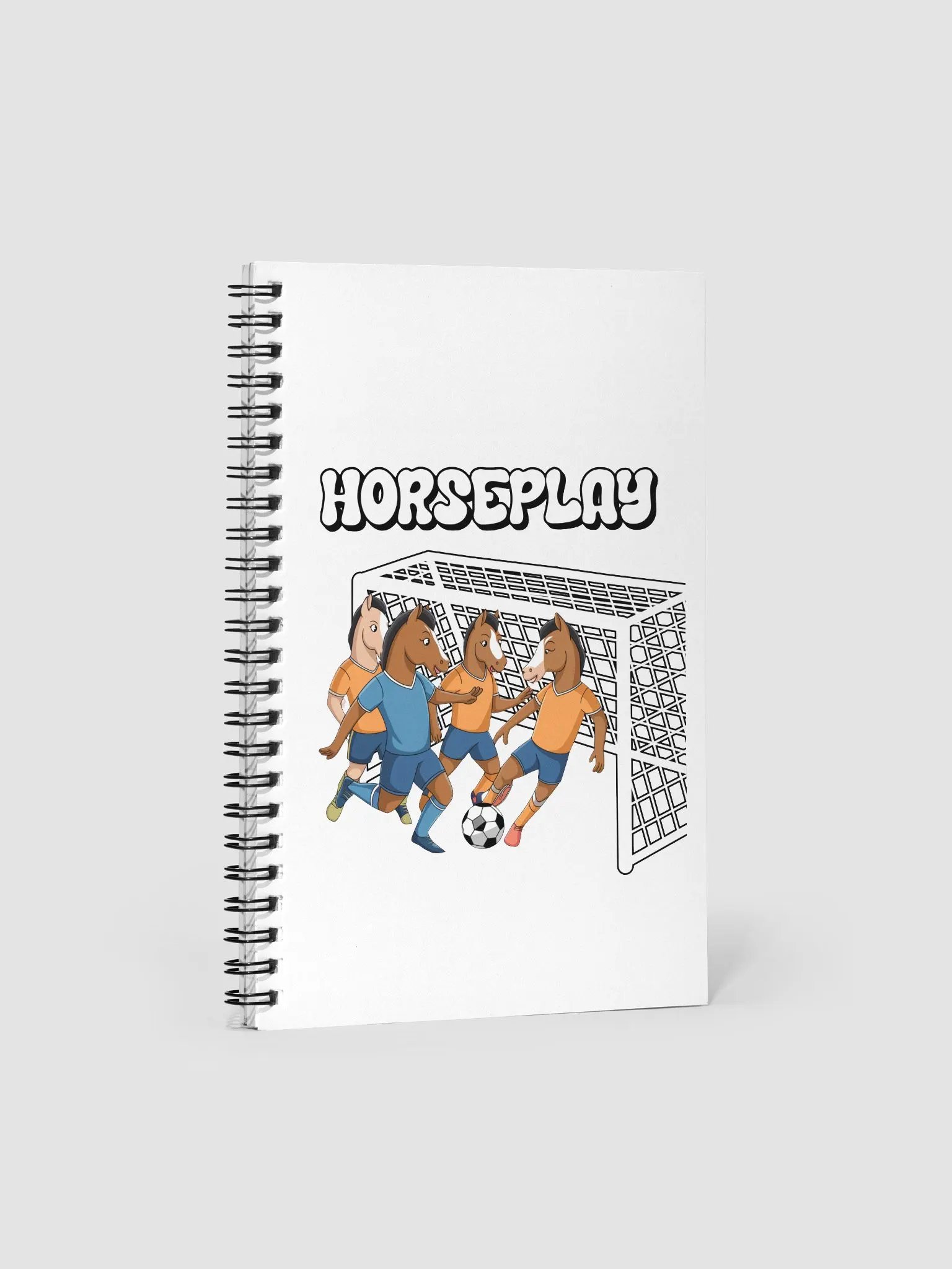 Horseplay - Horses Playing Soccer - Funny Wordplay Spiral Notebook product image (1)