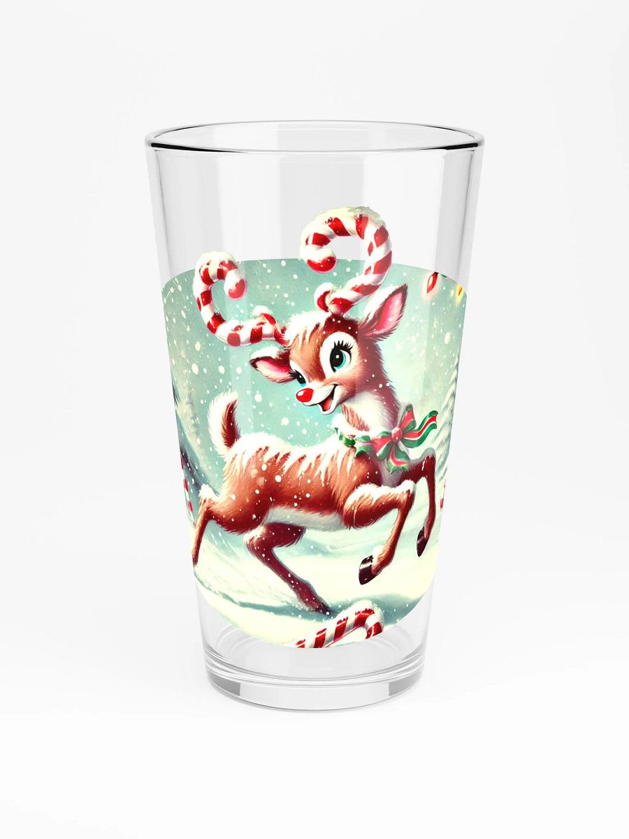 Christmas Candycane Reindeer 16 oz Glass product image (3)
