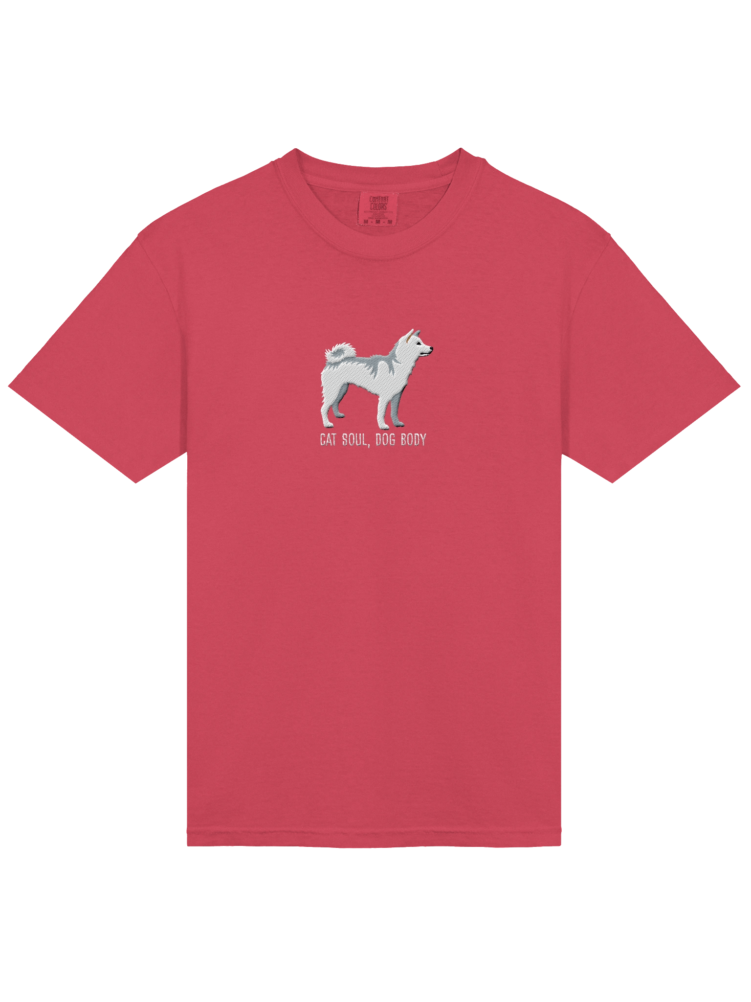 Cat Soul, Dog Body T-Shirt(Embroidered) of a Shiba Inu(White) product image (43)
