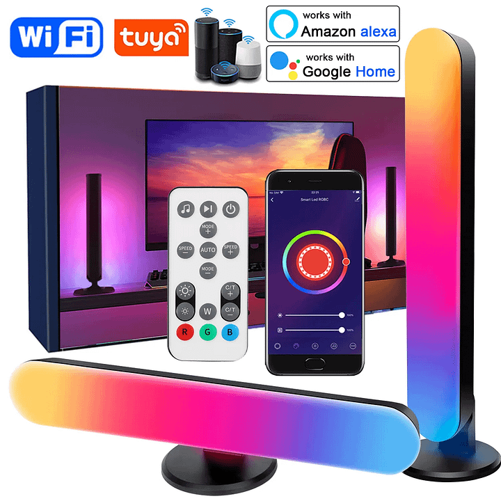 Smart LED Light Bars Music Sync Atmosphere Light Work with Alexa and Google Home , RGB Lights for Gaming, TV, Room Decoration product image (1)