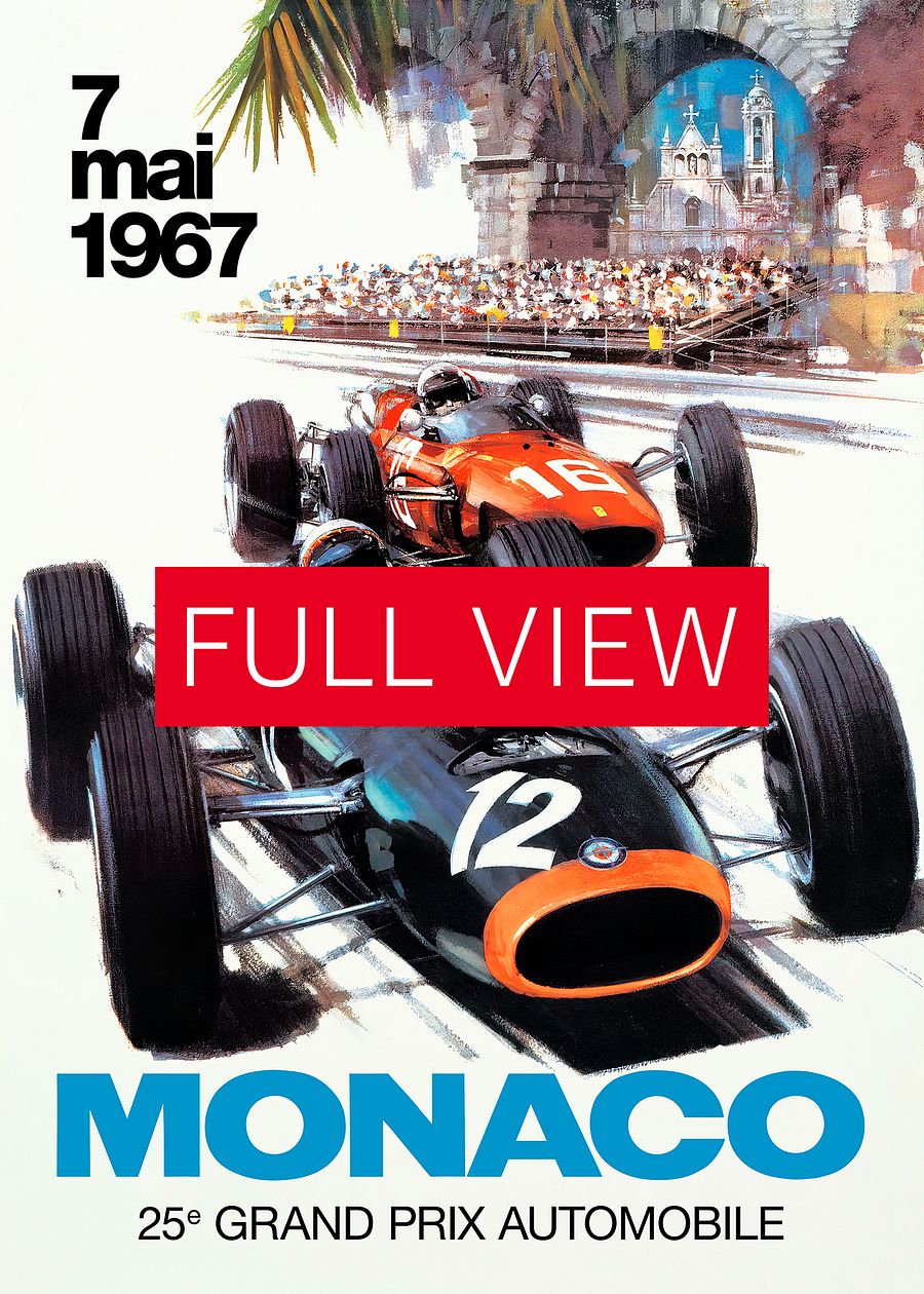 Monaco Vintage F1 Grand Prix, 1967 poster — Vintage Formula 1 poster, Monaco Grand Prix poster, retro travel poster, retro travel art product image (3)