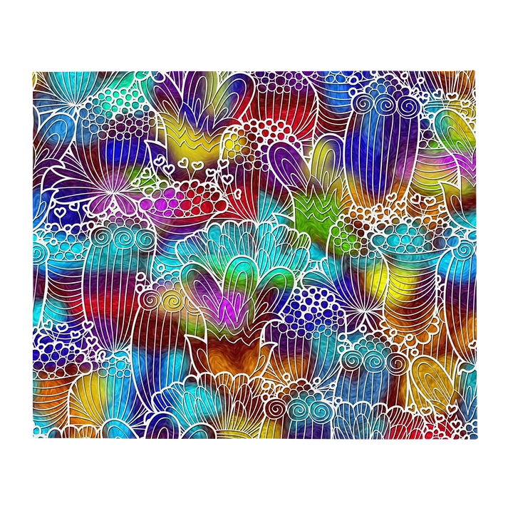 Colorful Retro Flowers Throw Blanket product image (2)