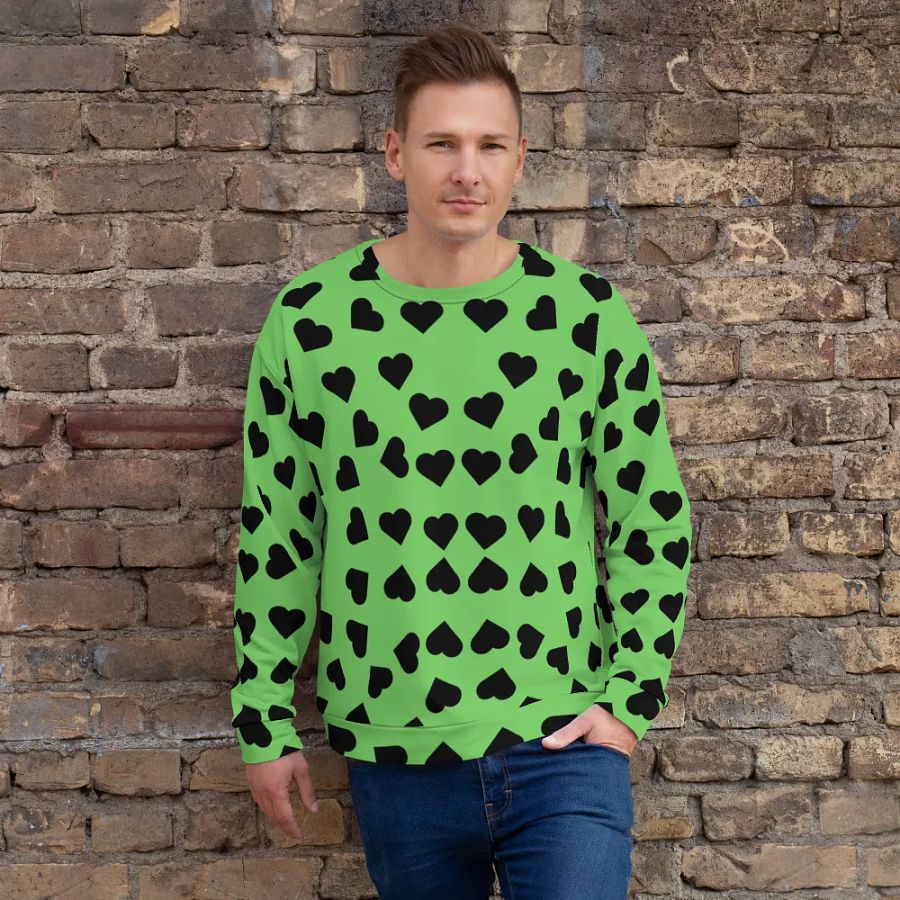 Abstract Love Pattern Black Hearts Coloured Background Unisex Sweatshirt product image (5)