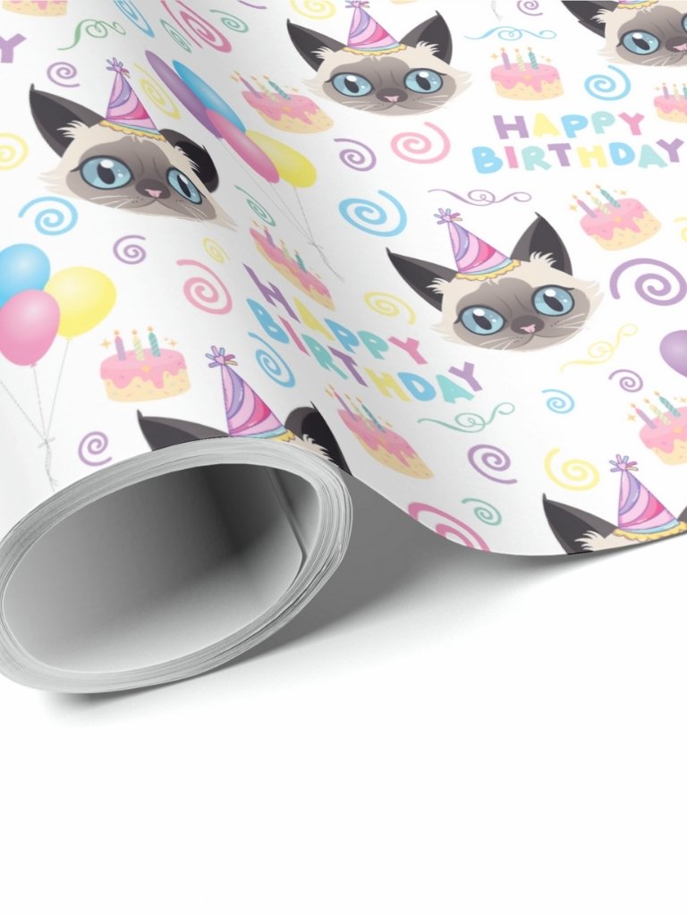 Siamese Cat Birthday Wrapping Paper product image (1)