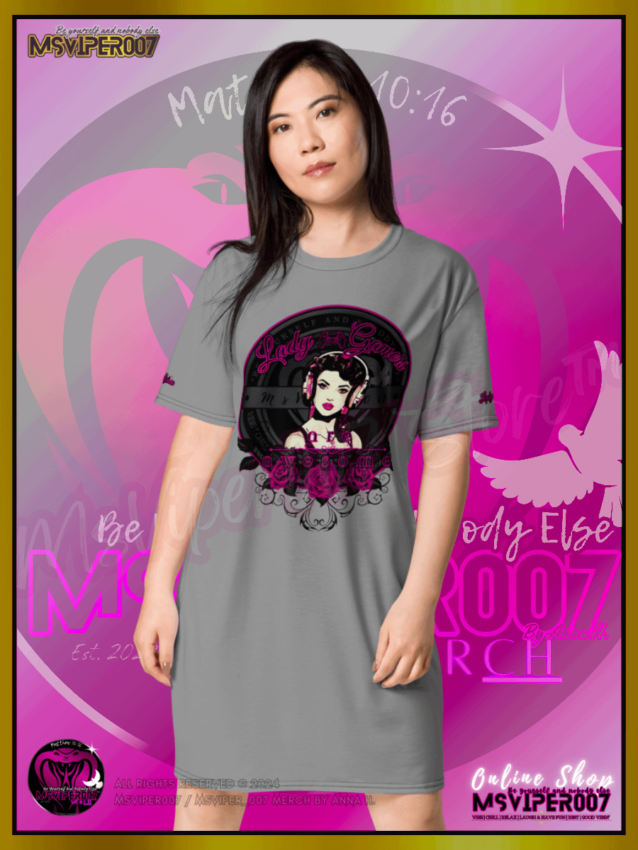 T-Shirt Dress - MsViper007's "Lady Gamers Are Awesome™ | [V3] (grey/solid)" T-Shirt Dress product image (3)