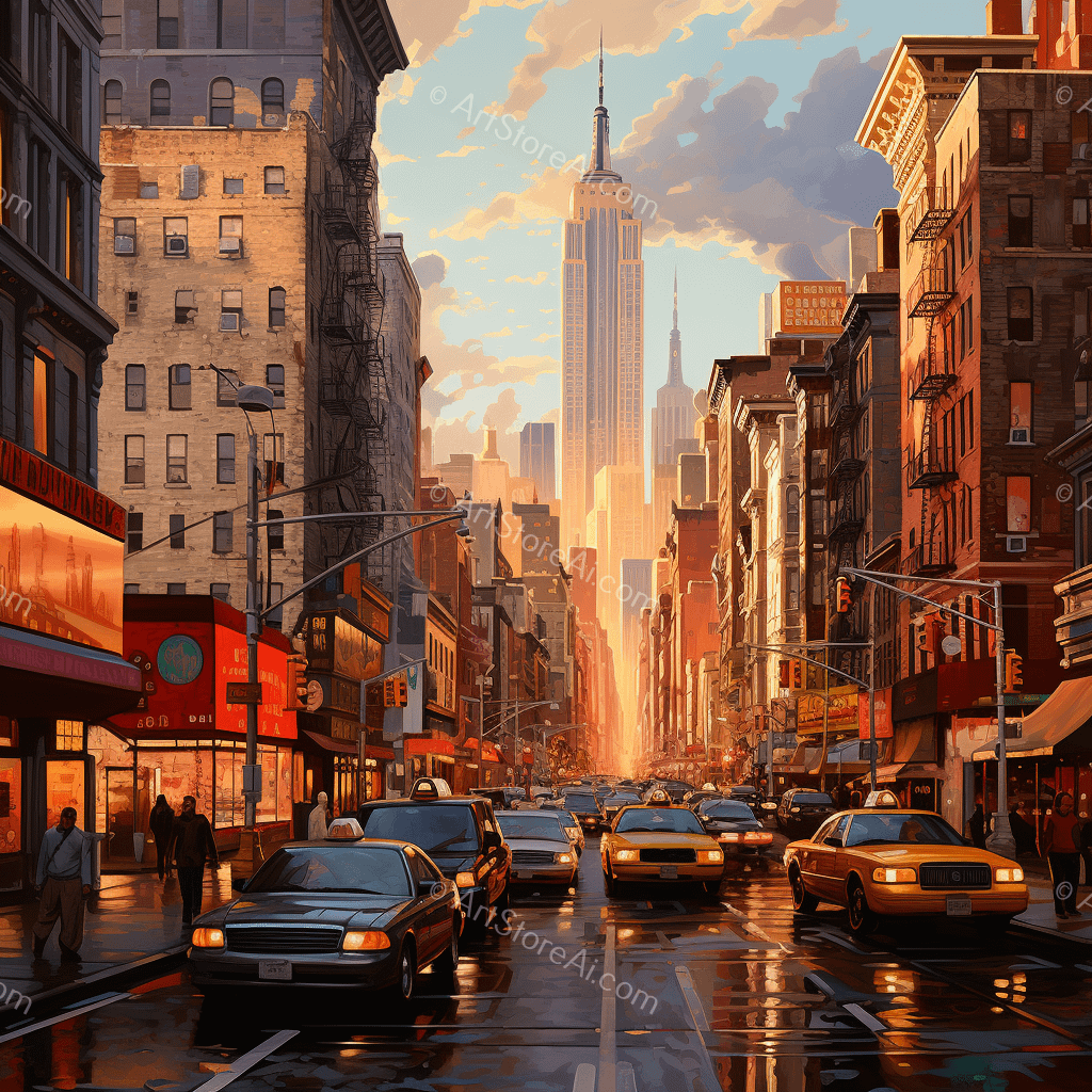 NYC Street Sunset Art product image (1)