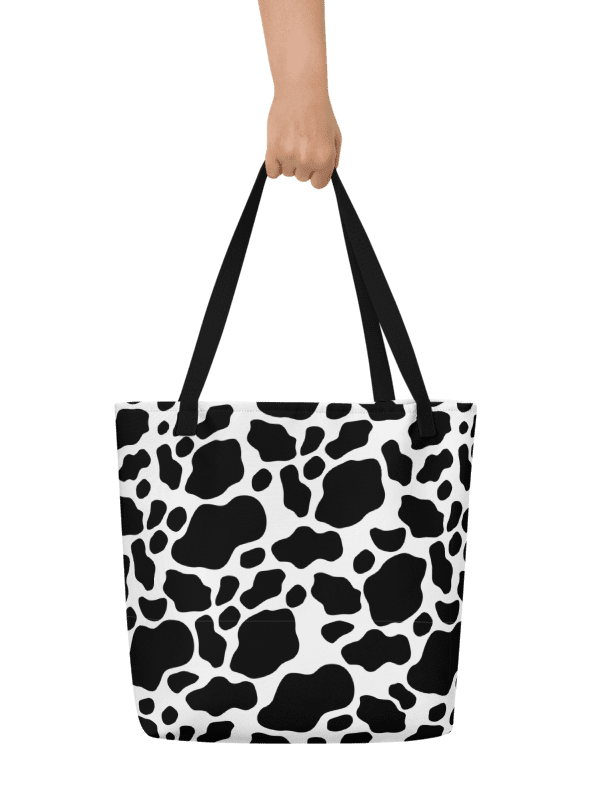 Cow Print Tote bag with Pocket - Black product image (1)
