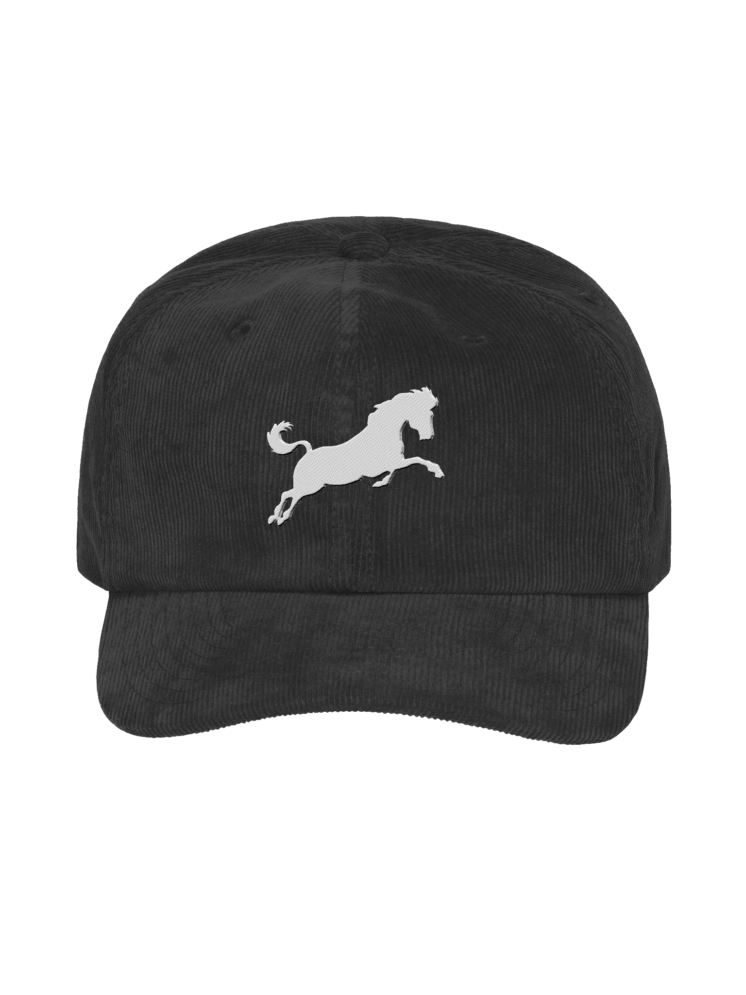 Leaping White Horse Embroidered Corduroy Dad Hat product image (1)