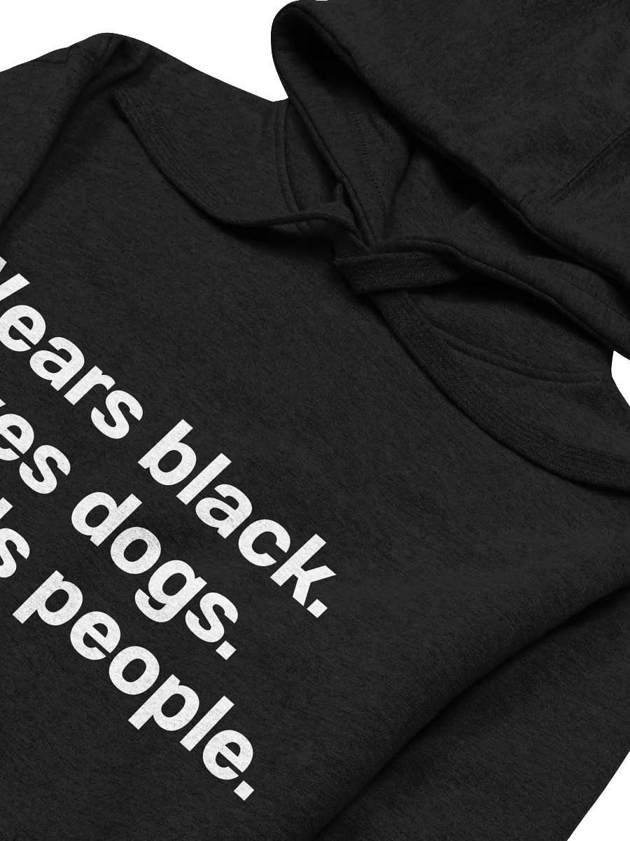 Wears black. Loves dogs. Avoids people. Hoodie product image (3)