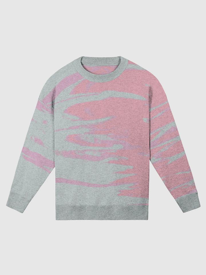 Abstract Gray and Pink Relaxed Knit Sweater product image (1)