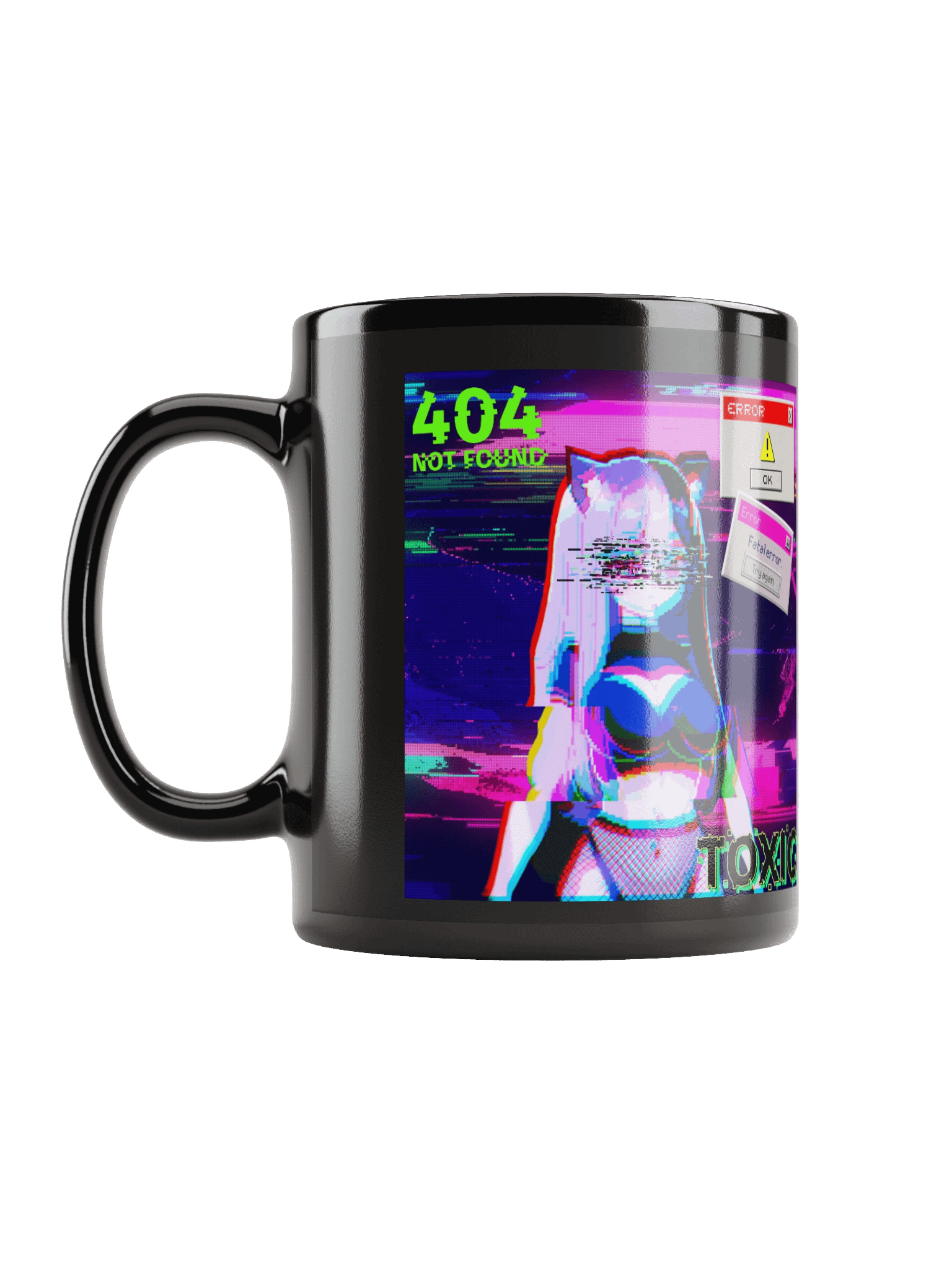 Neko Error.exe Black Glossy Mug product image (6)