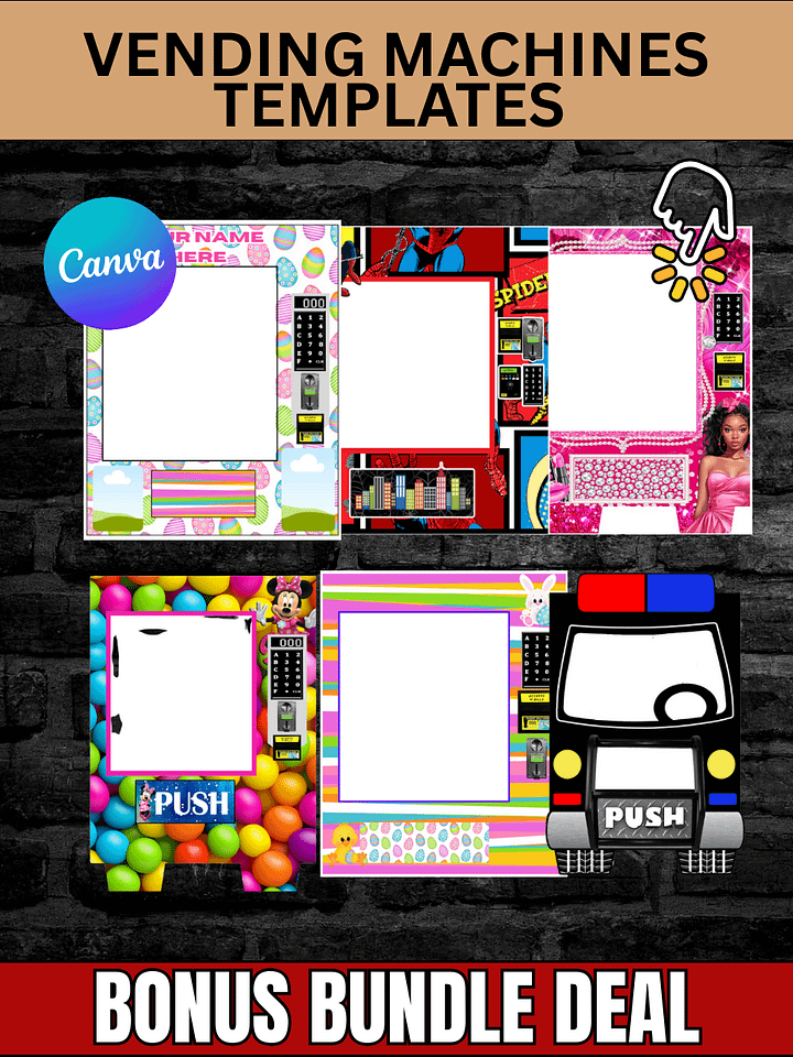 VIP MEMBERS ONLY! Vending Machine Bundle Bonus - 8x10 12x15 and 12x16 Templates - with Full DIY Tutorials - Editable in Cava Photoshop PSD PNG ZIP product image (2)