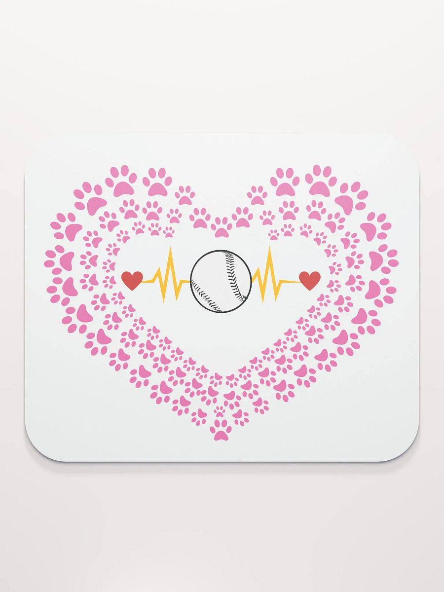Heart Paw Print Baseball Mouse Pad product image (2)