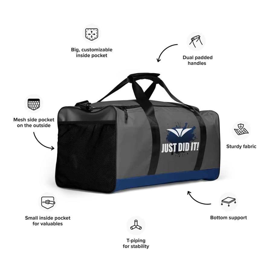 Just Did It! Blue Splatter Gray Duffle Bag product image (10)
