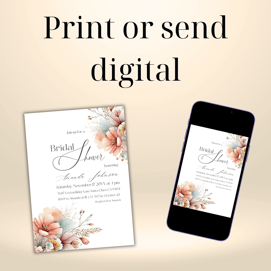 Boho Bridal Shower Invitation for a Rustic Floral Party Theme, Wildflower Themed Wedding Shower Invite Canva Template, Digital Download product image (9)