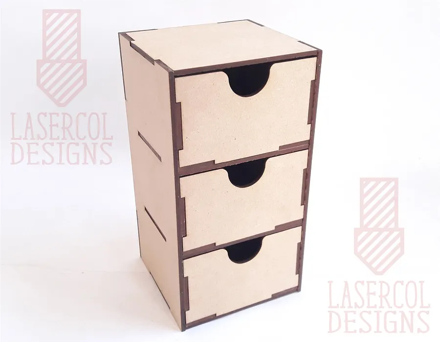 Three Drawers Desk Organizer - Laser Cut Files product image (2)