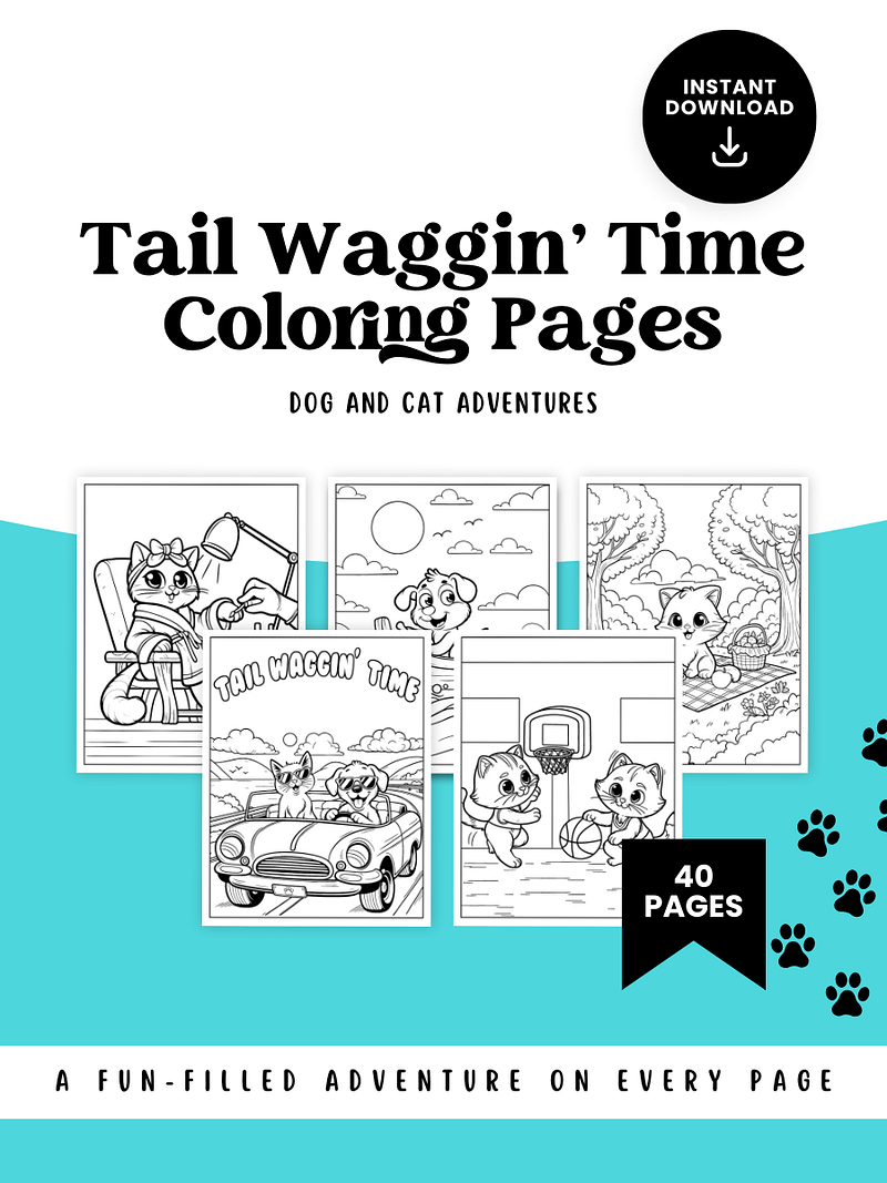 TAIL WAGGIN' TIME COLORING PAGES