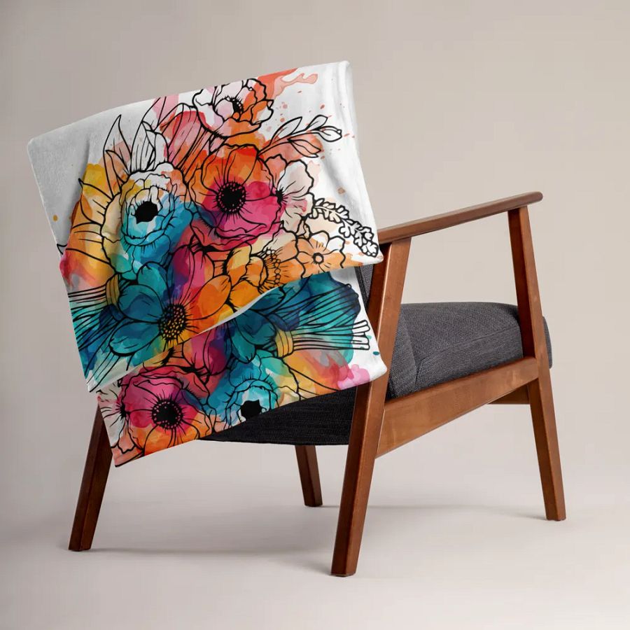 Ink Splatter Floral Bliss Throw Blanket product image (4)