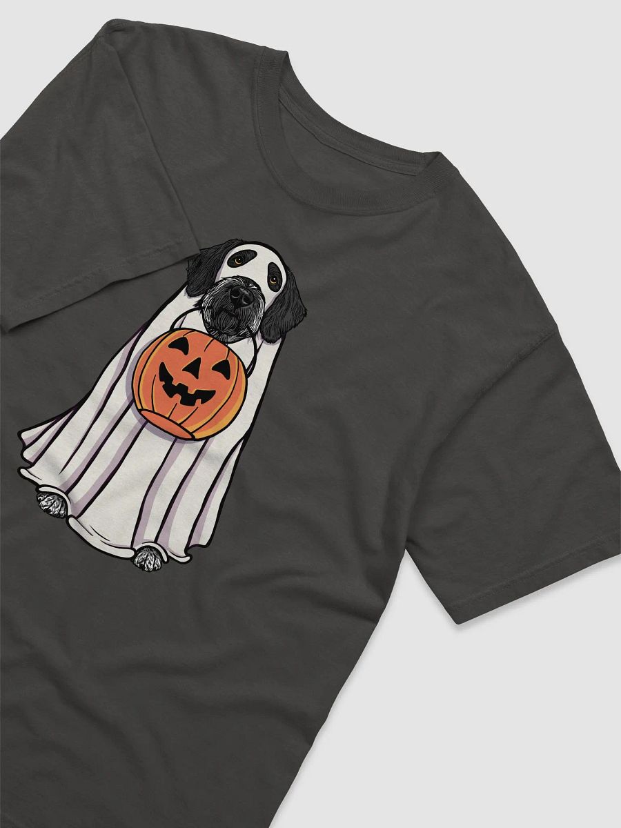 Funny Halloween German Wirehaired Pointer(Black) T-Shirt | Funny Dog Wearing a Ghost Costume and Holding a Pumpkin Basket product image (19)