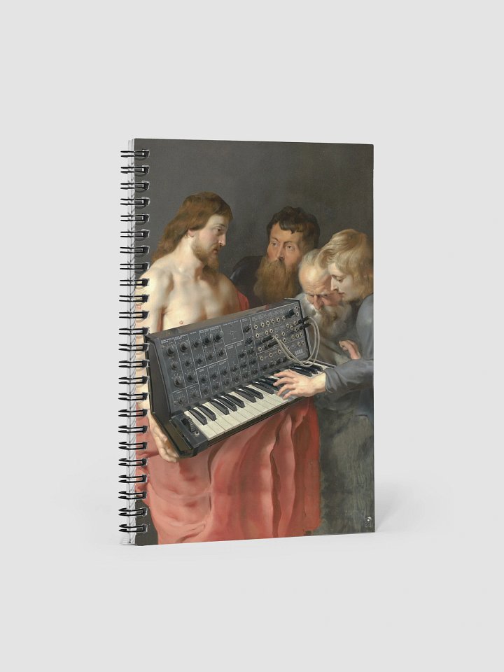 He died for our synths, by Frank Fonik (Japanese Korg MS 20) Spiral Notebook product image (1)