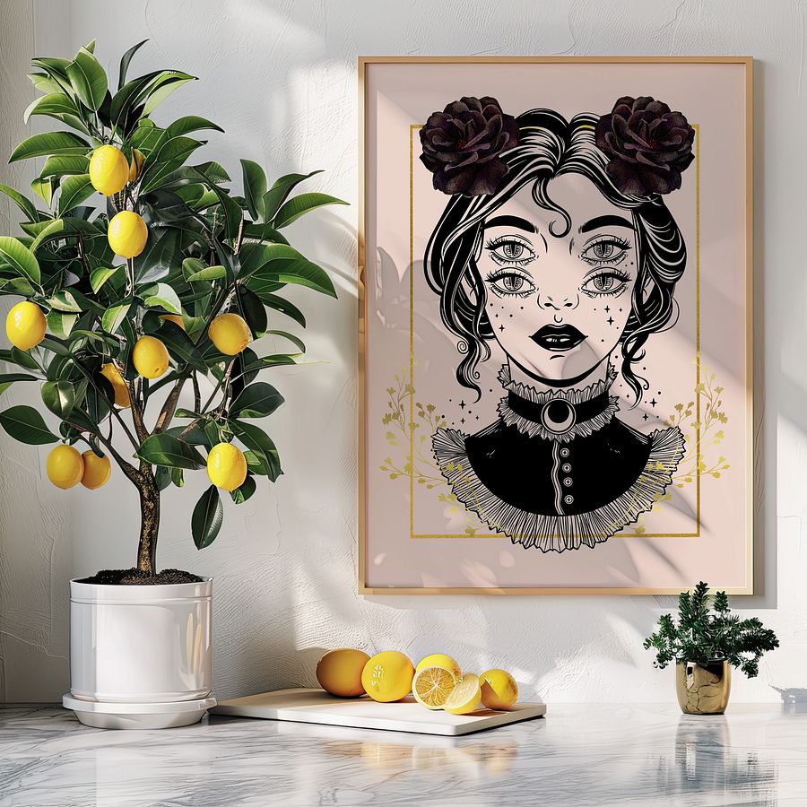 Four Eyed Witch Portrait Gothic Art Print product image (10)