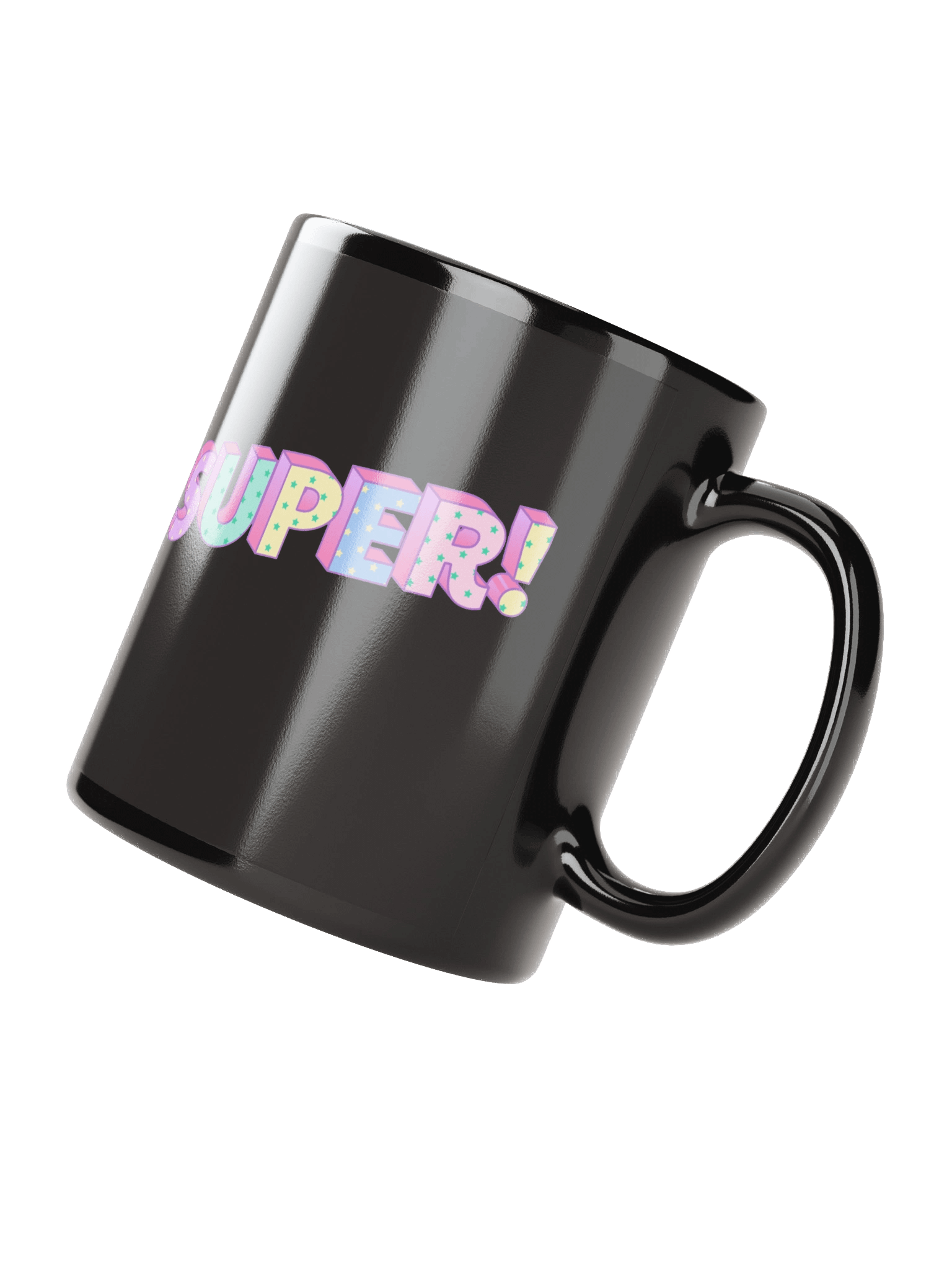 Vibrant Super! 3D Text Black Coffee Mug product image (3)