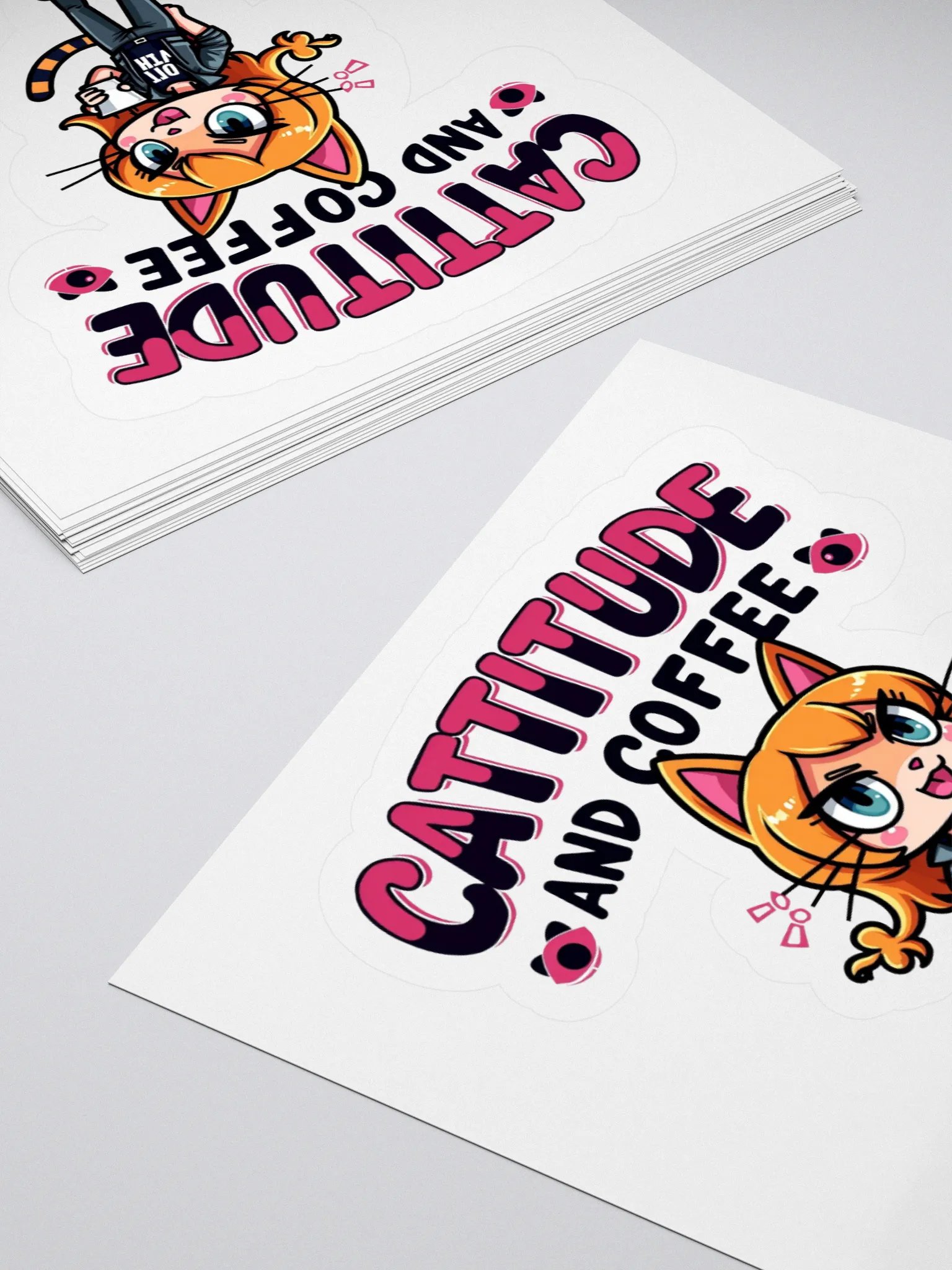 Cattitude and Coffee Kiss Cut Stickers product image (11)
