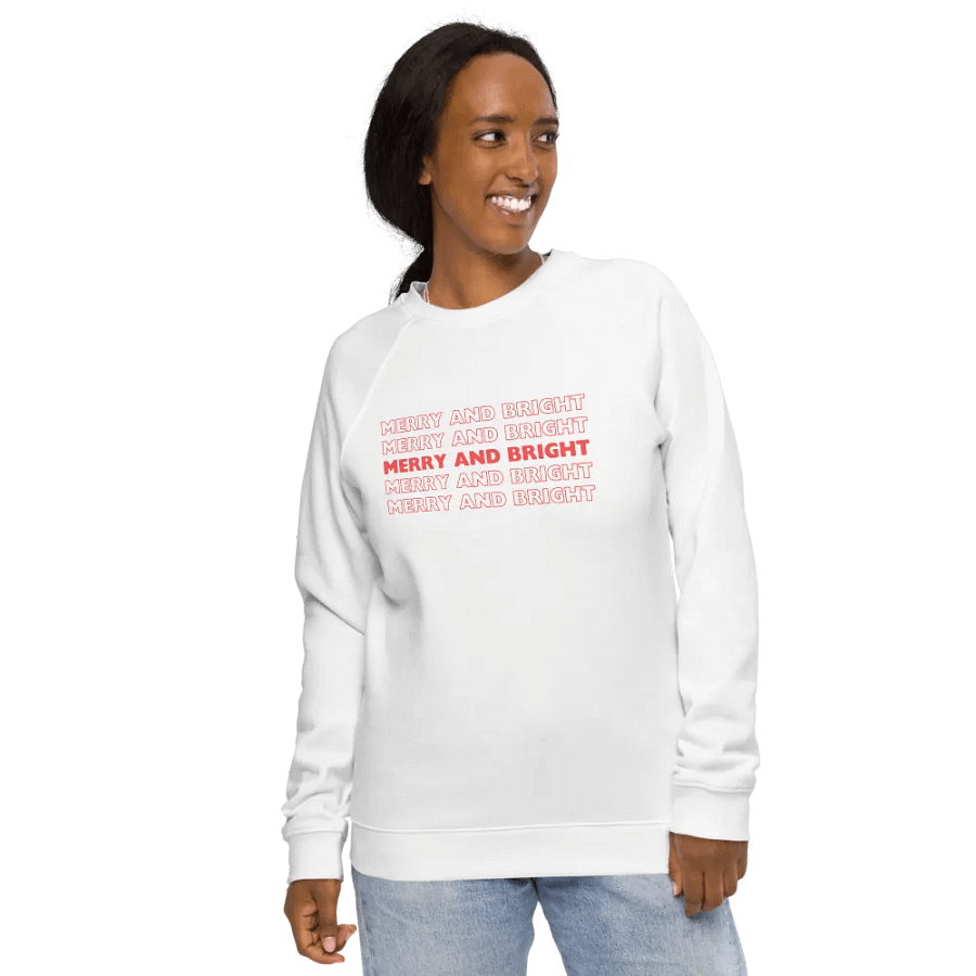 MERRY AND BRIGHT Unisex Organic Raglan Sweatshirt product image (8)