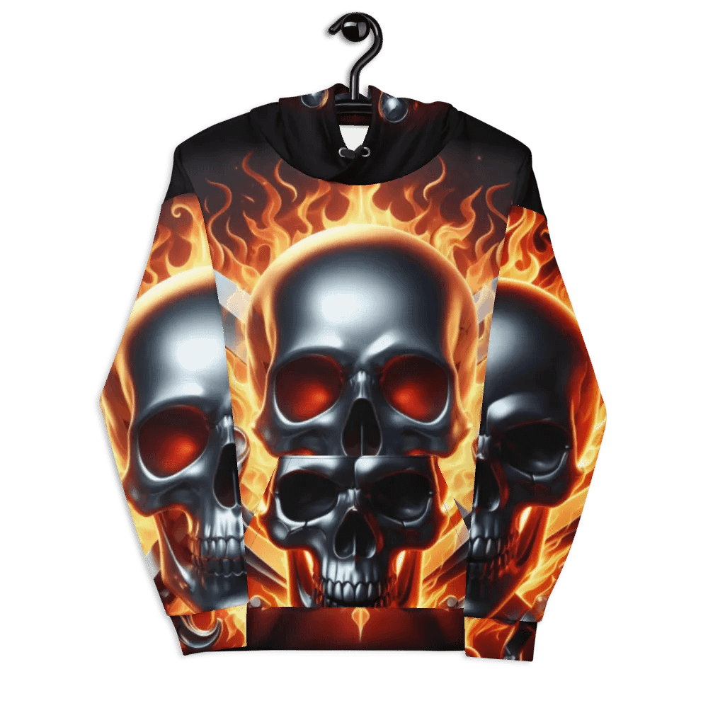 Fiery Skull Swords - Unisex Skull Hoodie #24 product image (7)