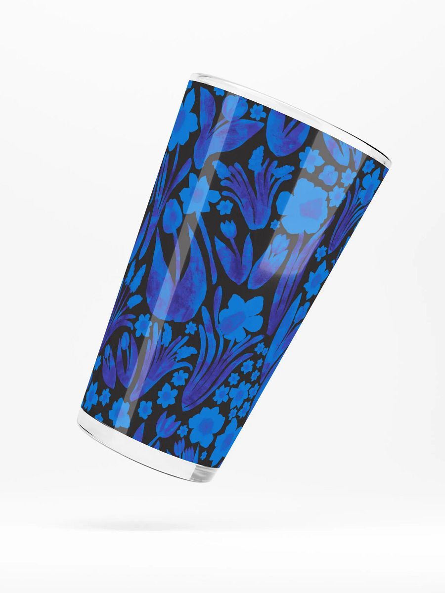Spring Garden | Royal Blue on Black | Shaker Pint Glass by Monique Faella Designs™ Sip in Full Bloom 🌼🍹💙 product image (5)