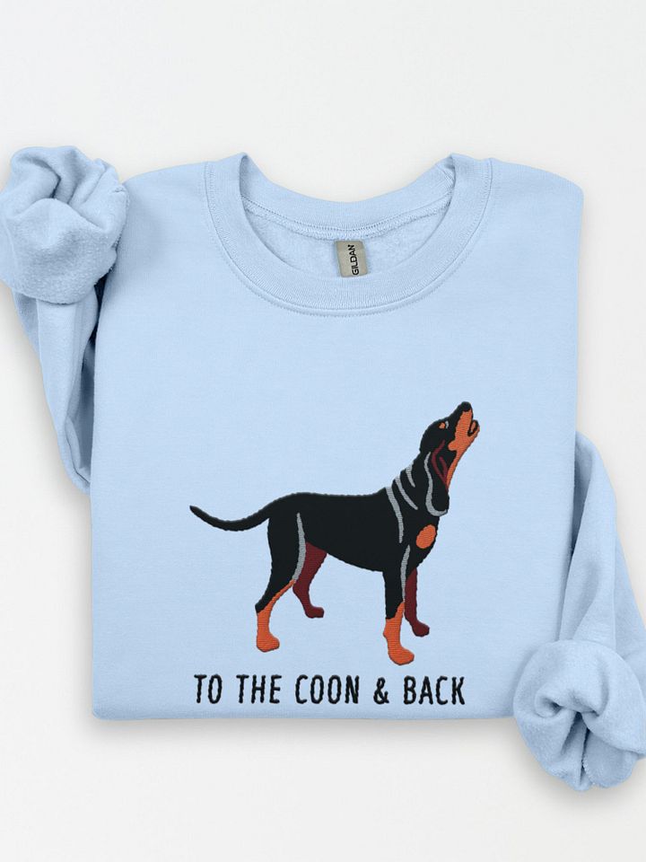 To the Coon & Back Sweatshirt (Embroidered) of a Black and Tan Coonhound product image (1)