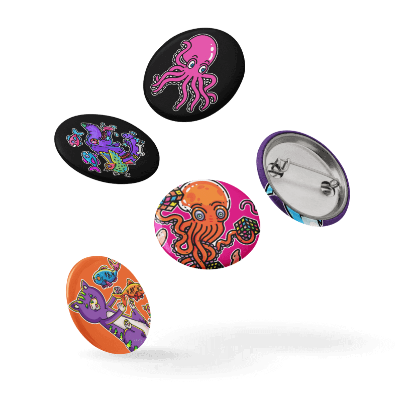 Embrace the Feathers, Fins & Fuzz - Set of 5 Pin Buttons product image (3)