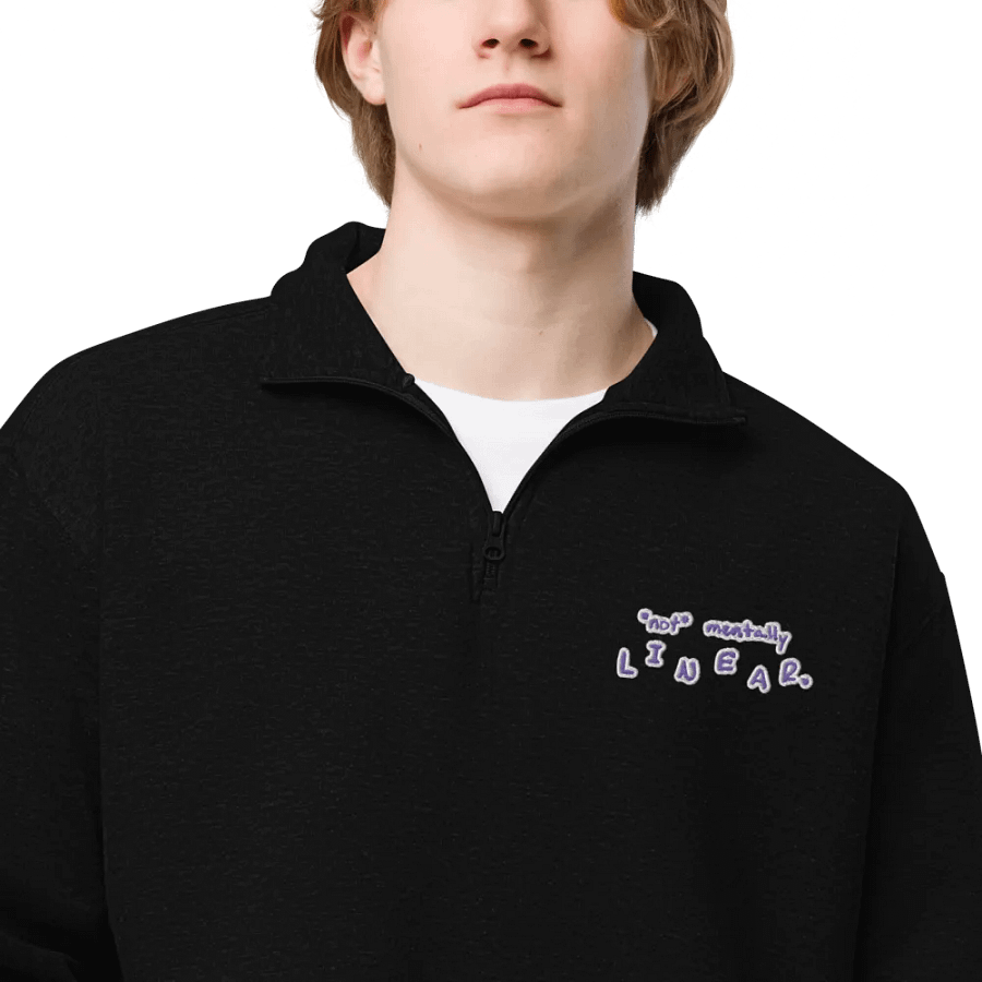 *not* mentally linear. (purple bubble design) embroidered quarter zip product image (5)