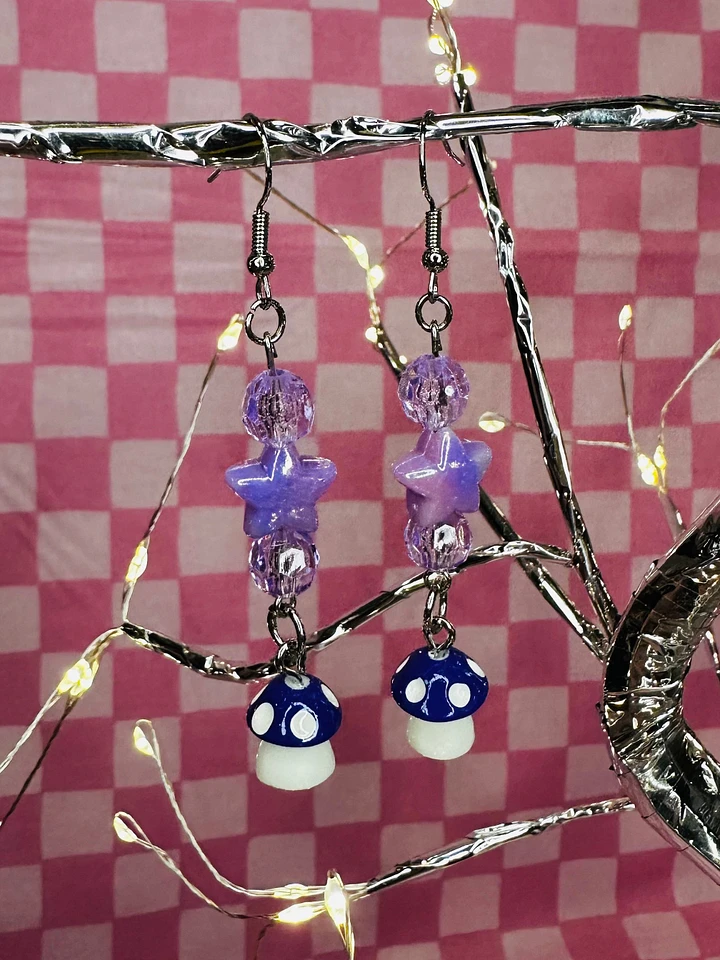 Purple Mushroom Star Earrings product image (1)