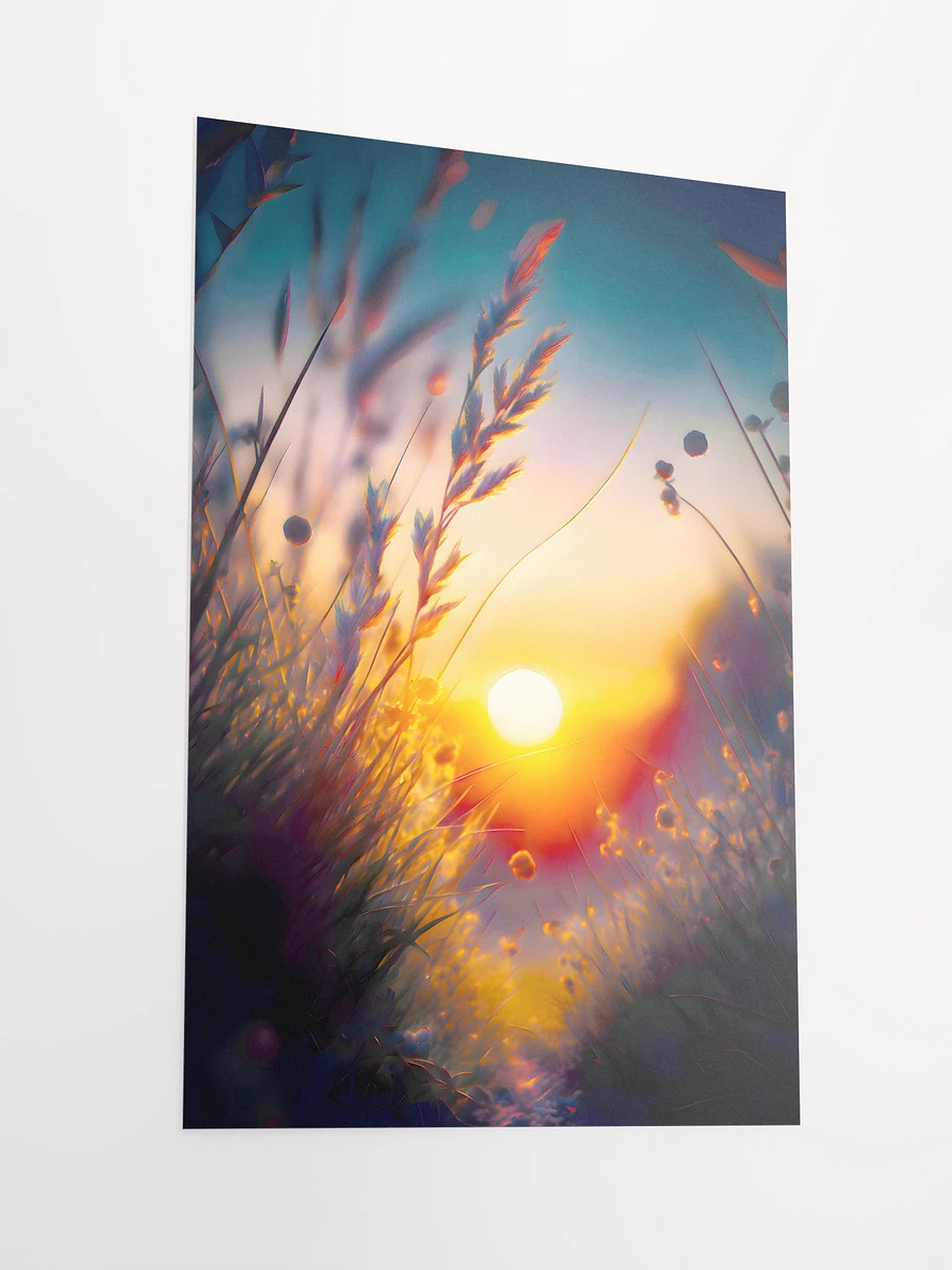 Silhouetted Grass Against a Softly Glowing Sun at Sunrise or Sunset Matte Poster product image (4)