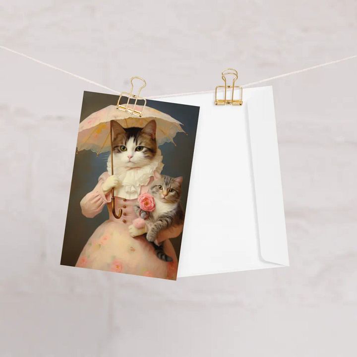 Whimsical Vintage Feline Greeting Card product image (1)