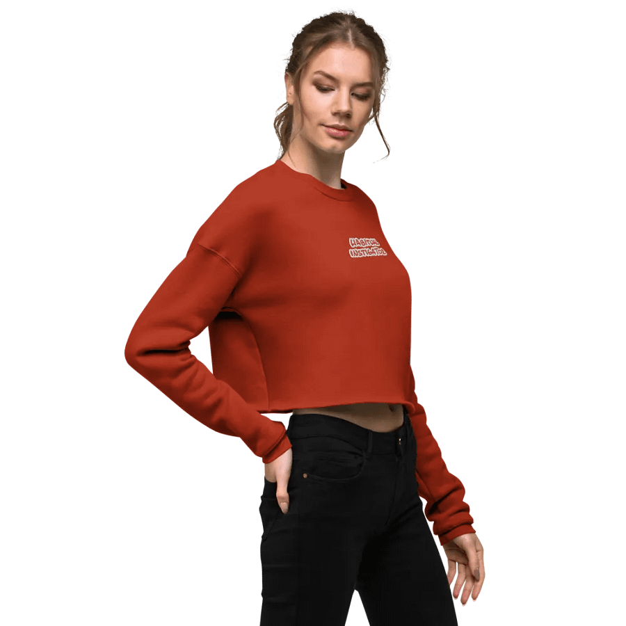 HABITUAL INSTIGATOR (red & white) embroidered fleece crop crew product image (10)