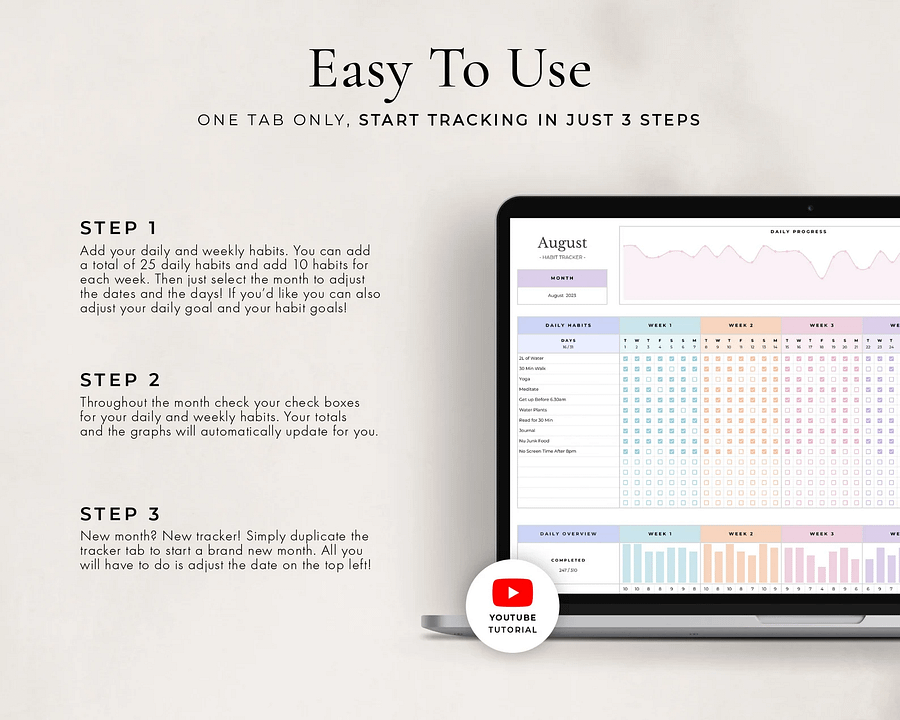 Habit Tracker Spreadsheet for Google Sheets product image (2)