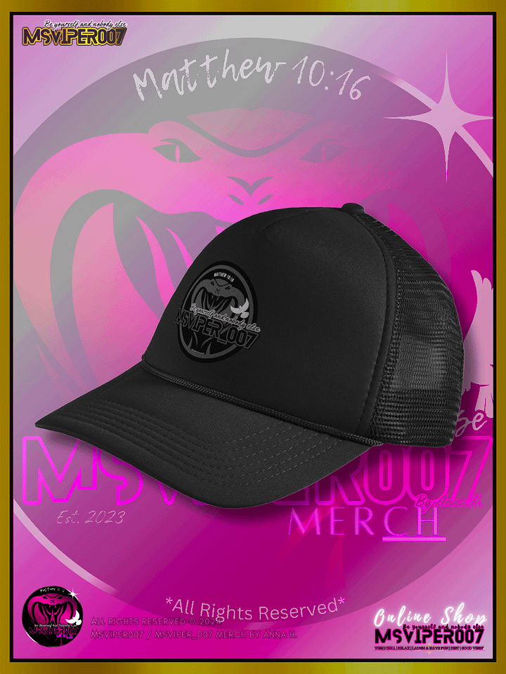 Trucker Hat - "MsViper_007™ Brand Classic [gray/blk emblem] Support&Sport" Foam Trucker Hat by Anna H. product image (2)