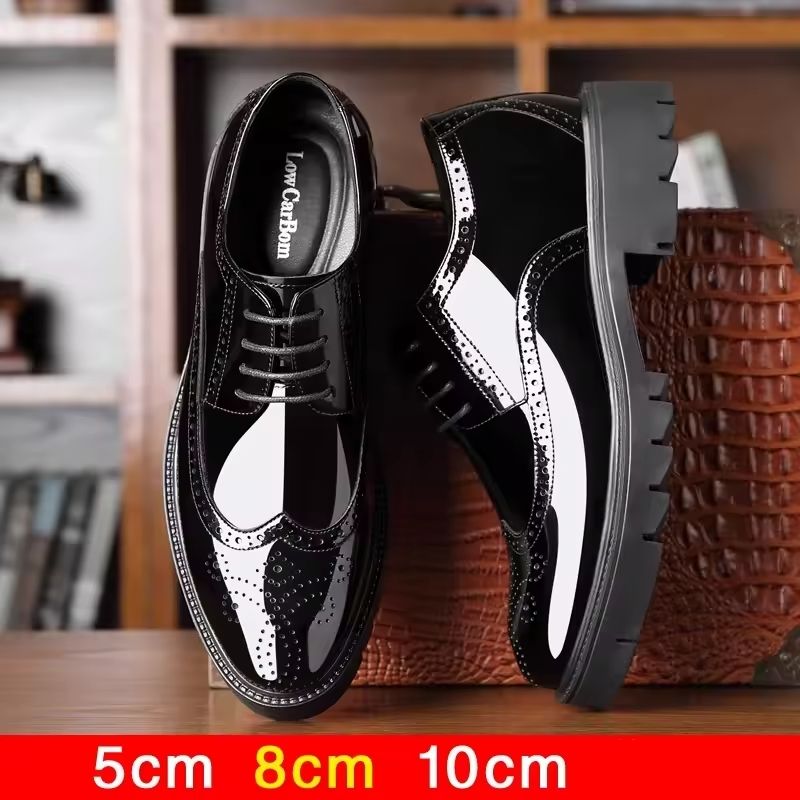 Men's Patent Leather Elevator Dress Shoes – Luxury Brogues for Business & Wedding, Height Increase 10cm product image (3)