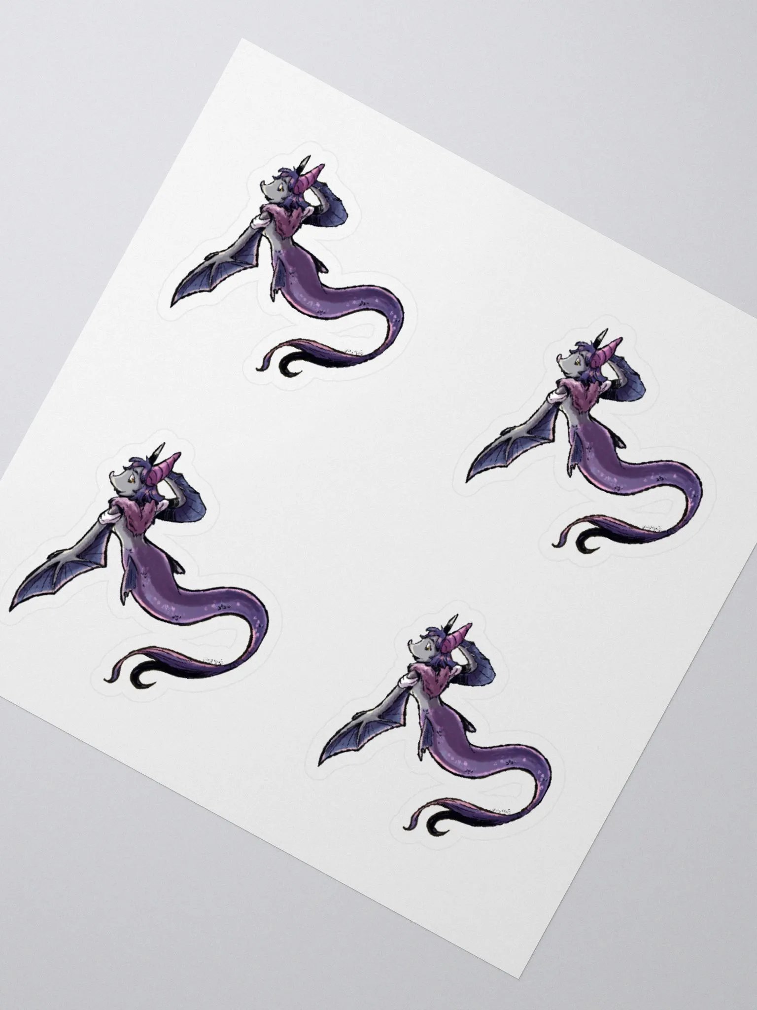 Bat Mermaid Fantasy Sticker - Whimsical Ocean Art Decal product image (2)