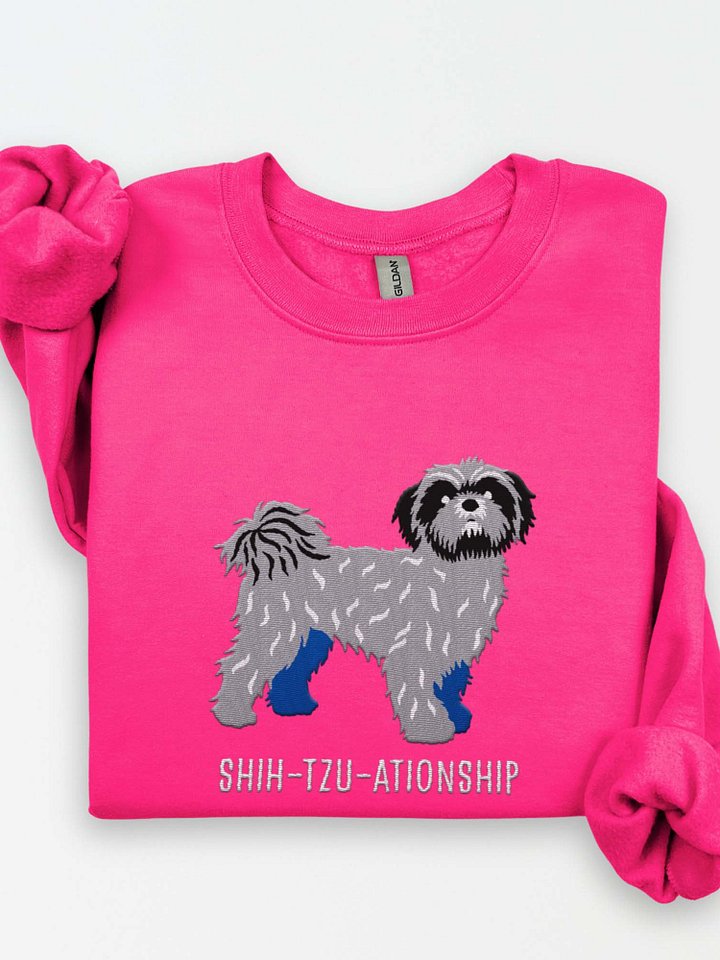 Shih-Tzu-ationship Sweatshirt (Embroidered) of a Shih Tzu(Blue) product image (1)