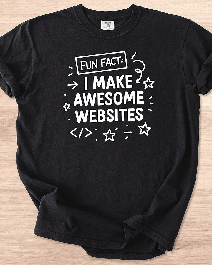 Fun Fact I Make Awesome Websites Doodle Tee (Dark Mode) product image (1)