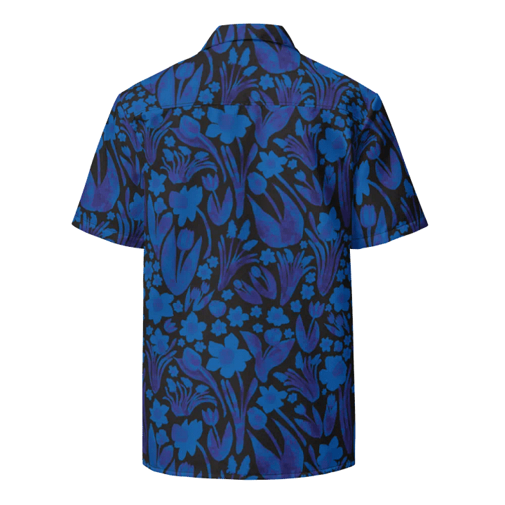 Men's | Spring Garden | Royal Blue on Black Hawaiian Shirt – Bold Floral, Breezy Comfort product image (2)
