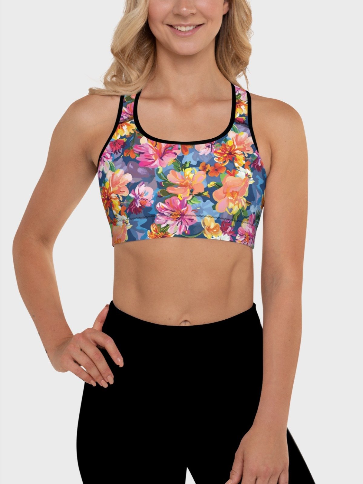 Sport Bra "Bold Abstract Florals" product image (2)