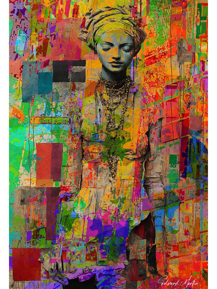 'Sasha' by Edward Martin-Turbaned Muse: Abstract Art Poster product image (1)