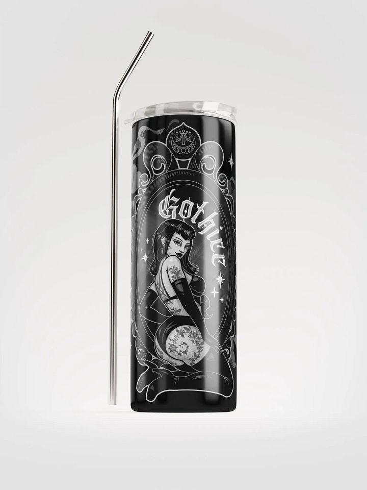 𝖌𝖔𝖙𝖍𝖎𝖈𝖈 stainless steel tumbler w/ reusable straw product image (1)