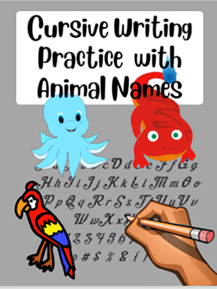 Cursive Writing Practice with Animal Names product image (1)