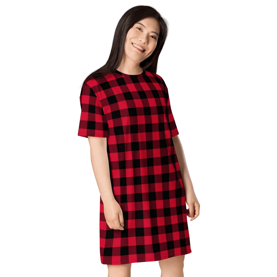 Cherry Buffalo Plaid - T-Shirt Dress product image (8)