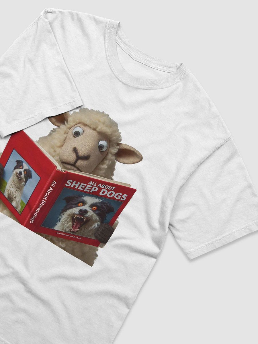 A Sheep Reading a Book About Sheep Dogs #Humorous Tee - White product image (3)
